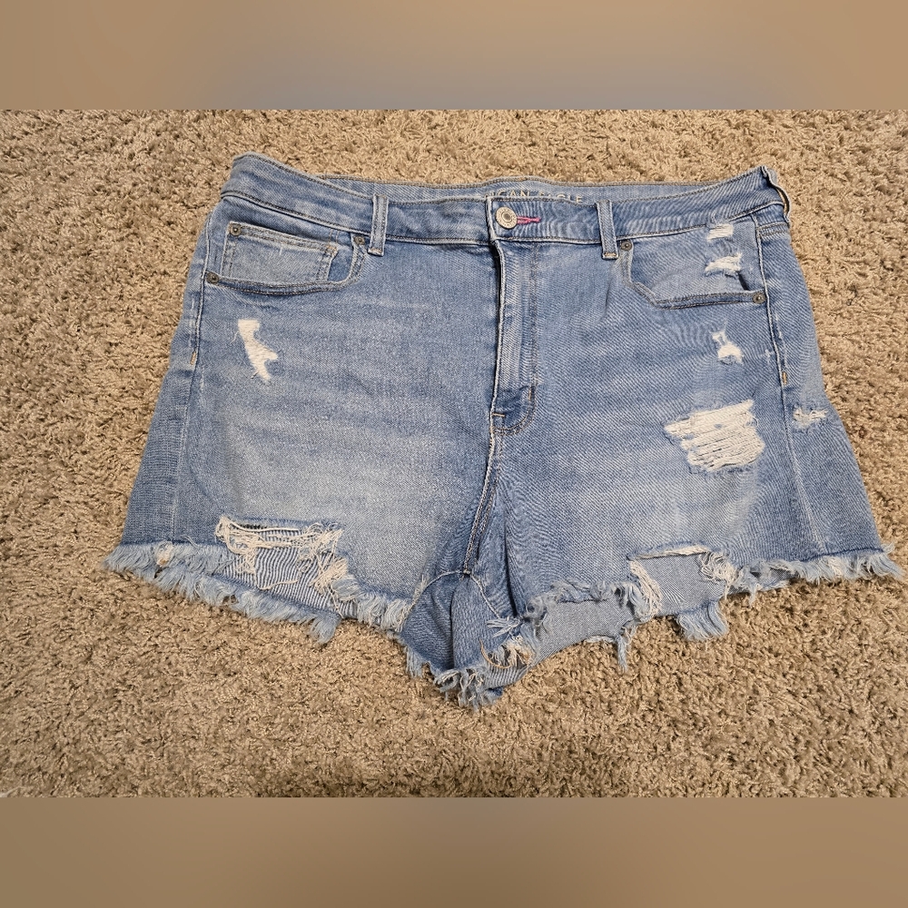 American Eagle Outfitters Blue Jean Shorts Distressed High-Waisted